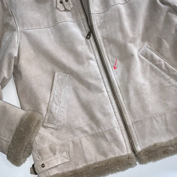 Canda Tan Suede B-3 Aviator Jacket Shearling Lining Size Large - Picture 14 of 14